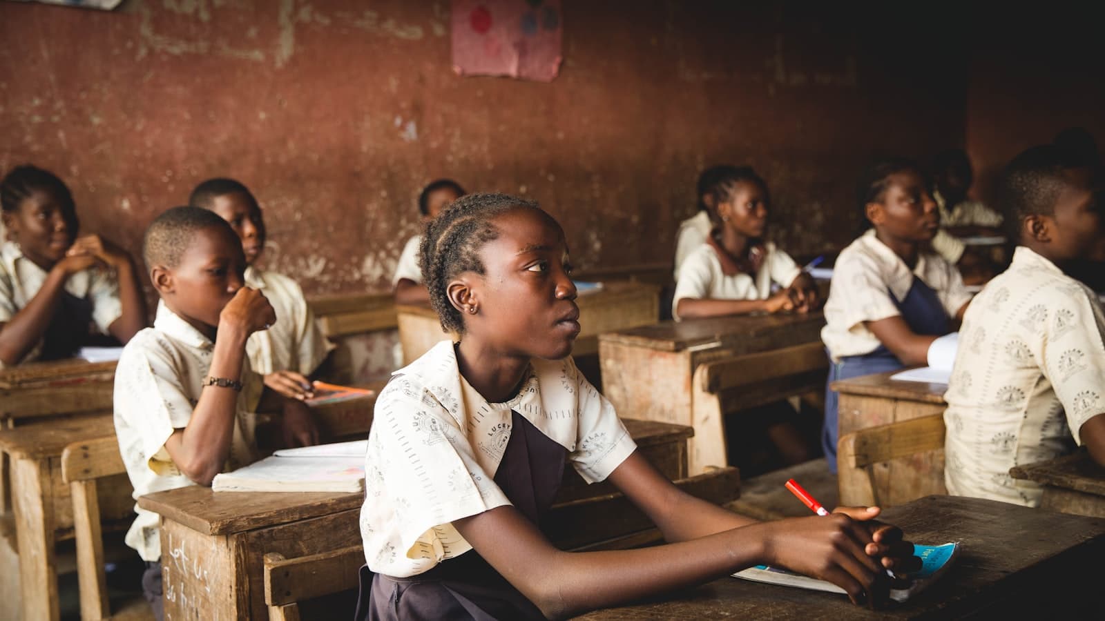 Children seated together in a classroom